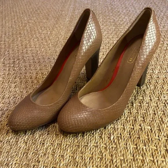 Coach Snake Print Heels in Cognac size 6.5 - Picture 1 of 8